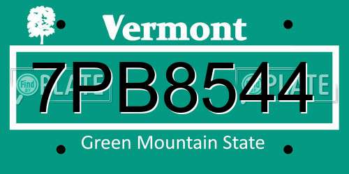 7PB8544 Vermont License Plate