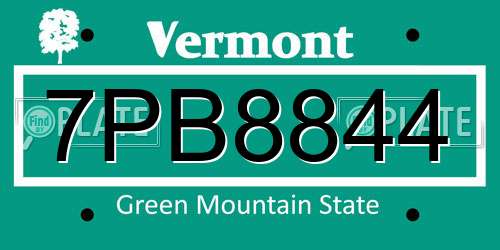 7PB8844 Vermont License Plate
