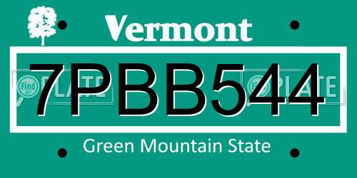 7PBB544 Vermont License Plate