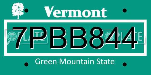 7PBB844 Vermont License Plate