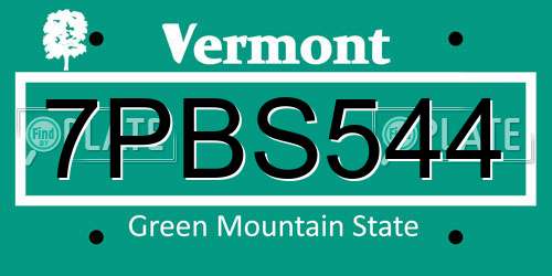 7PBS544 Vermont License Plate