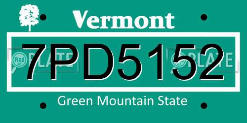7PD5152 Vermont License Plate
