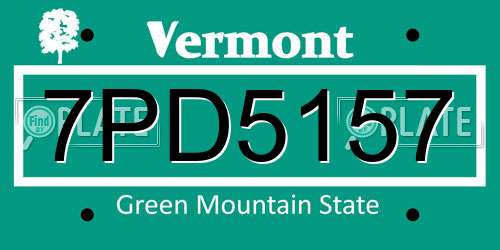 7PD5157 Vermont License Plate