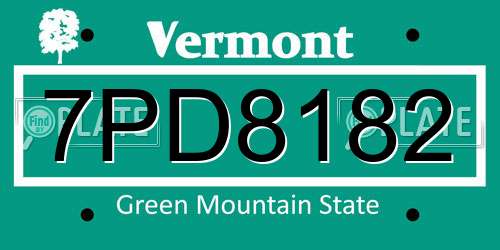 7PD8182 Vermont License Plate