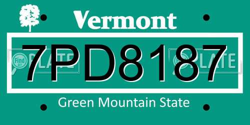 7PD8187 Vermont License Plate