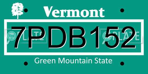 7PDB152 Vermont License Plate