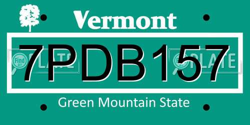 7PDB157 Vermont License Plate