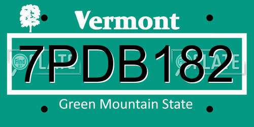 7PDB182 Vermont License Plate