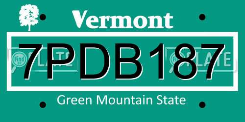 7PDB187 Vermont License Plate