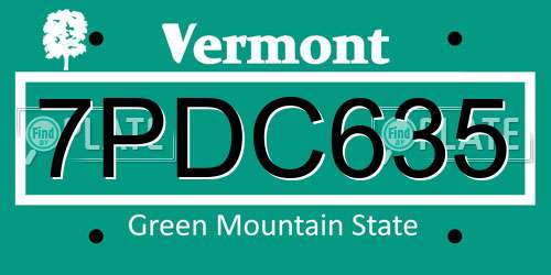 7PDC635 Vermont License Plate