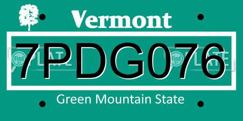 7PDG076 Vermont License Plate