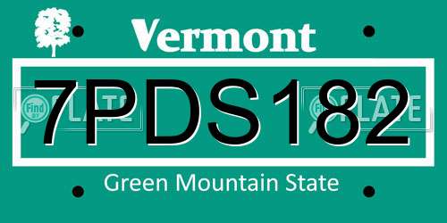 7PDS182 Vermont License Plate