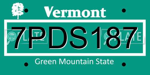 7PDS187 Vermont License Plate