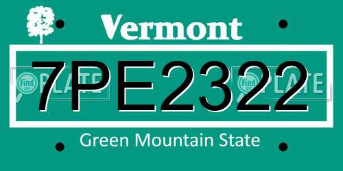 7PE2322 Vermont License Plate