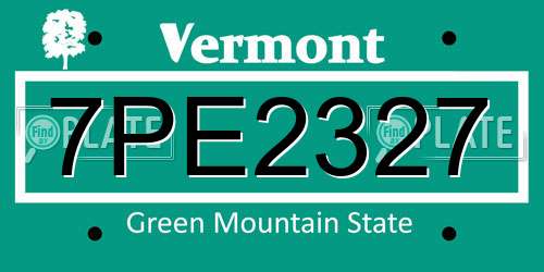 7PE2327 Vermont License Plate