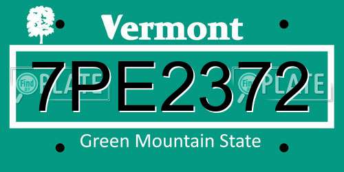 7PE2372 Vermont License Plate