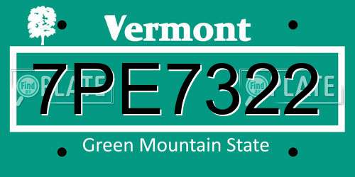 7PE7322 Vermont License Plate
