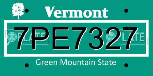7PE7327 Vermont License Plate