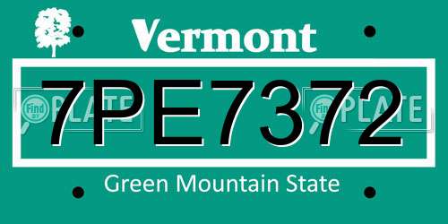 7PE7372 Vermont License Plate