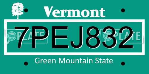 7PEJ832 Vermont License Plate
