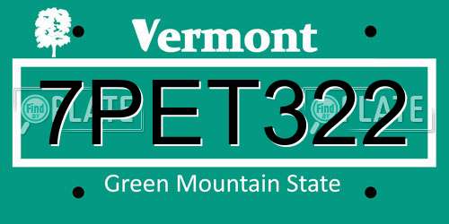7PET322 Vermont License Plate