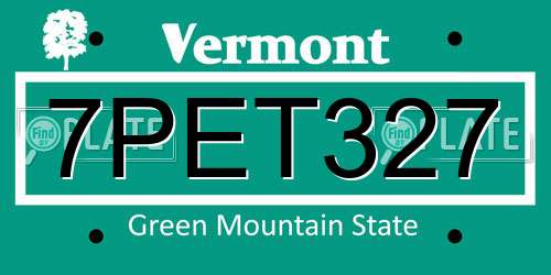 7PET327 Vermont License Plate