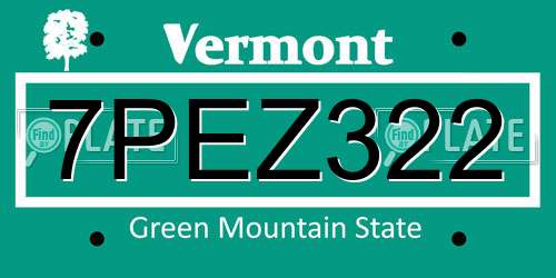 7PEZ322 Vermont License Plate