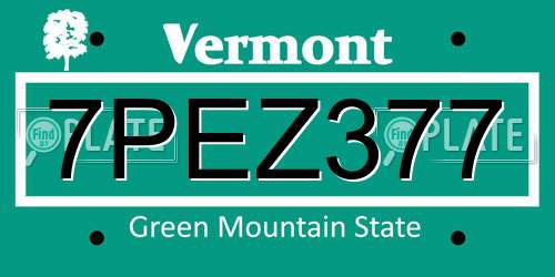 7PEZ377 Vermont License Plate