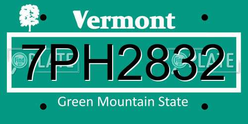 7PH2832 Vermont License Plate