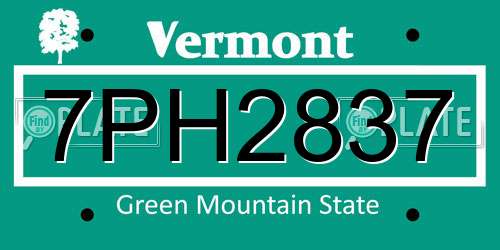 7PH2837 Vermont License Plate