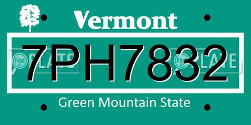 7PH7832 Vermont License Plate