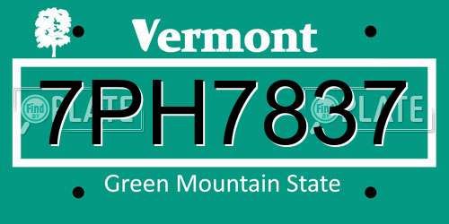 7PH7837 Vermont License Plate