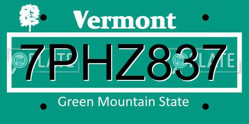 7PHZ837 Vermont License Plate