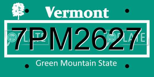 7PM2627 Vermont License Plate