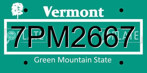 7PM2667 Vermont License Plate