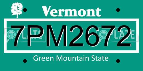 7PM2672 Vermont License Plate
