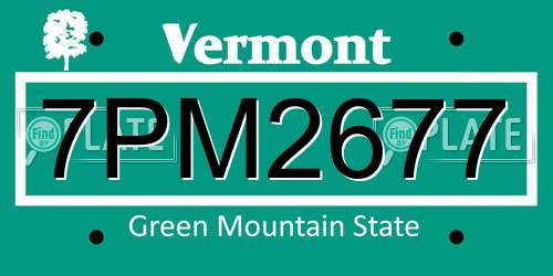 7PM2677 Vermont License Plate