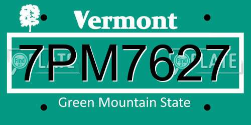 7PM7627 Vermont License Plate
