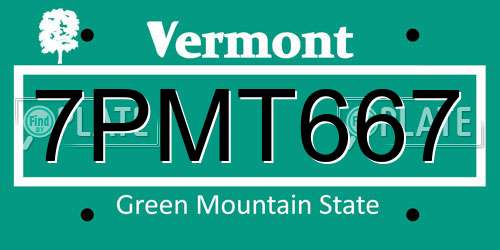 7PMT667 Vermont License Plate