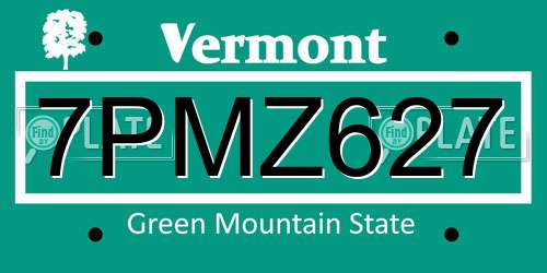 7PMZ627 Vermont License Plate