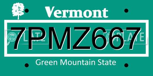 7PMZ667 Vermont License Plate