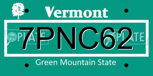 7PNC62 Vermont License Plate