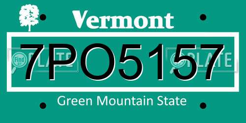 7PO5157 Vermont License Plate