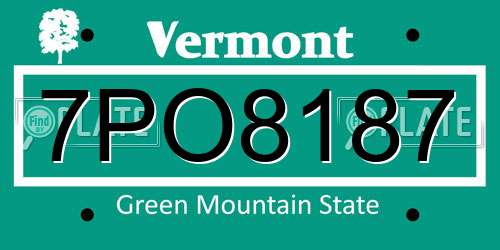 7PO8187 Vermont License Plate