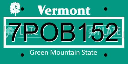 7POB152 Vermont License Plate