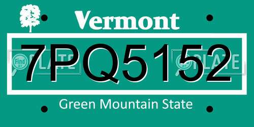 7PQ5152 Vermont License Plate