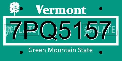 7PQ5157 Vermont License Plate