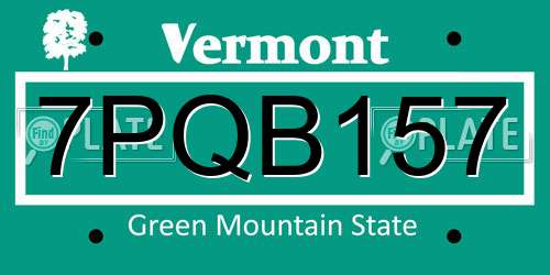 7PQB157 Vermont License Plate