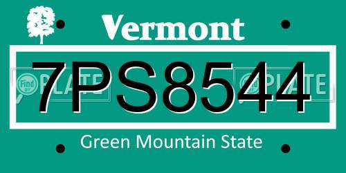 7PS8544 Vermont License Plate