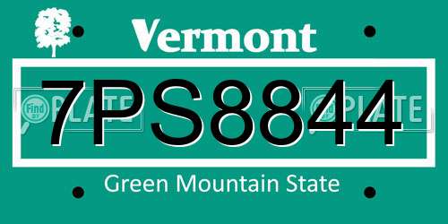 7PS8844 Vermont License Plate
